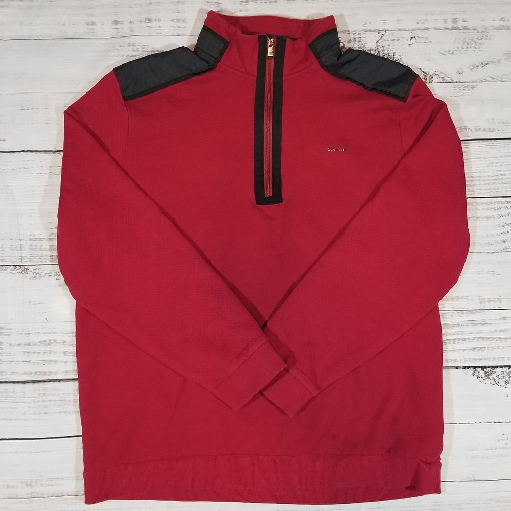 Calvin Klein Red Zip Up Pullover Zip Up Collar Mens XL